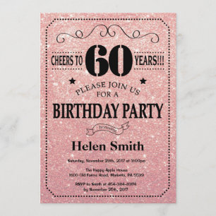 Invitation 60e anniversaire Parties scintillant d'or noir et 