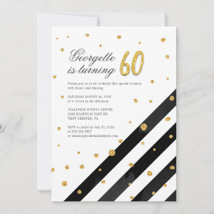 Invitation 60e anniversaire Parties scintillant noir blanc ra