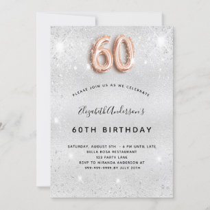 Invitation 60e anniversaire parties scintillant or argent