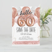 Invitation 60e anniversaire Parties scintillant rose Enregist (Debout devant)