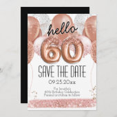 Invitation 60e anniversaire Parties scintillant rose Enregist (Devant / Derrière)