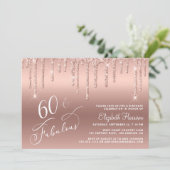 Invitation 60e anniversaire Parties scintillant Rose or (Debout devant)