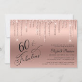 Invitation 60e anniversaire Parties scintillant Rose or (Devant)