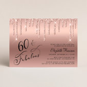 Invitation 60e anniversaire Parties scintillant Rose or