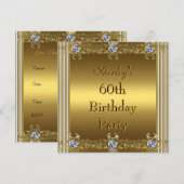 Invitation 60e anniversaire Party Gold (Devant / Derrière)