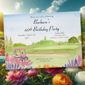 Invitation 60e anniversaire Party Pink Golf Cart Golf Course