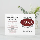 Invitation 60e anniversaire personnalisé Naissance d'une lége (Debout devant)