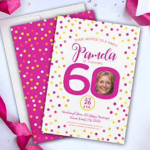 Invitation 60e anniversaire photos personnalisées confetti ja