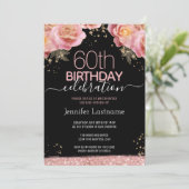 Invitation 60e anniversaire Pink Floral (Debout devant)