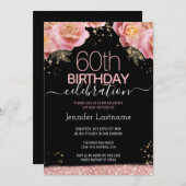 Invitation 60e anniversaire Pink Floral (Devant / Derrière)