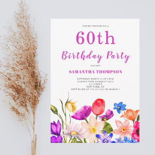 Invitation 60e anniversaire Pink Floral