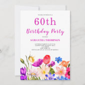 Invitation 60e anniversaire Pink Floral (Devant)