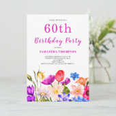 Invitation 60e anniversaire Pink Floral (Debout devant)