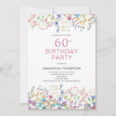 Invitation 60e anniversaire Pink Floral Fleur sauvage Invitat (Devant)