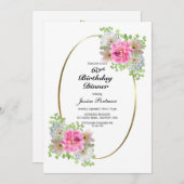 Invitation 60e anniversaire Pink Gold Party (Devant / Derrière)