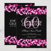 Invitation 60e Anniversaire Pink Hollywood Glam (Devant / Derrière)