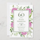 Invitation 60e anniversaire Pink Hydrangeas (Devant)