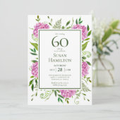 Invitation 60e anniversaire Pink Hydrangeas (Debout devant)