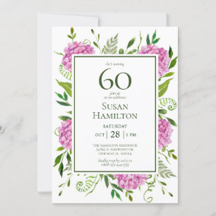 Invitation 60e anniversaire Pink Hydrangeas