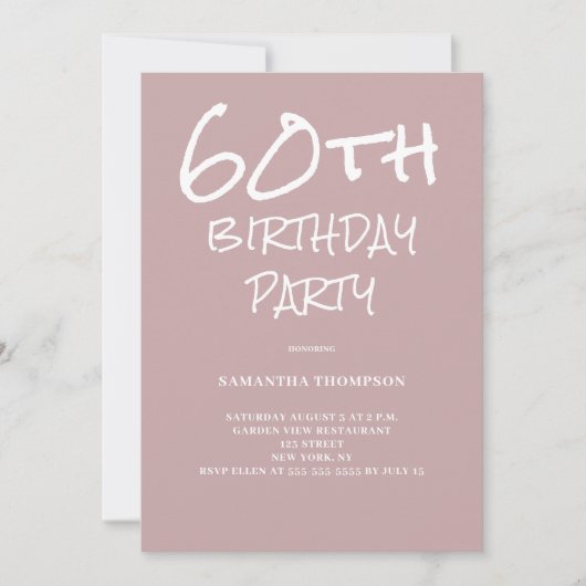 Invitation 60e anniversaire Pink Party (Devant)