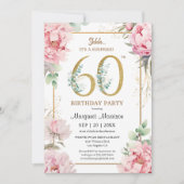 Invitation 60e anniversaire Pink Peony Elégant Floral (Devant)