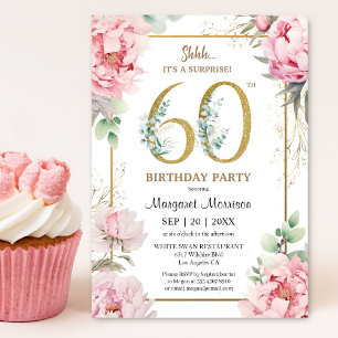 Invitation 60e anniversaire Pink Peony Elégant Floral