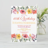 Invitation 60e anniversaire Poppy Printemps Floral été (Debout devant)