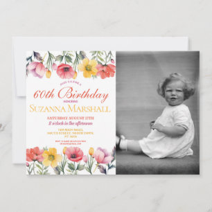 Invitation 60e anniversaire Poppy Spring Floral Photo