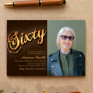 Invitation 60e anniversaire pour une femme avec photo