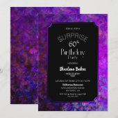 Invitation 60e anniversaire Purple and Black Surprise Party (Devant / Derrière)