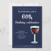 Invitation 60e anniversaire Red Wine Navy Blue Party (Devant)