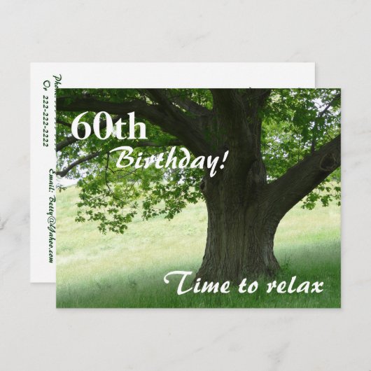 Invitation 60e anniversaire-Relax/avec devis (Devant / Derrière)