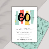 Invitation 60e anniversaire Retro Midsiècle moderne coloré