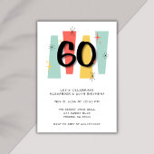 Invitation 60e anniversaire Retro Midsiècle moderne coloré