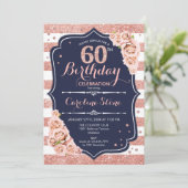Invitation 60e anniversaire - Rose de la marine Gold et White (Debout devant)