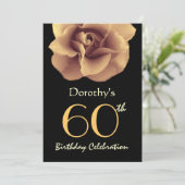 Invitation 60e anniversaire Rose d'or élégant et noir (Debout devant)