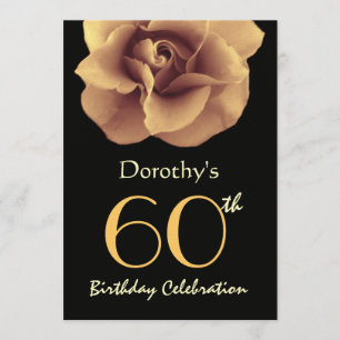 Invitation 60e anniversaire Rose d'or élégant et noir