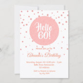 Invitation 60e anniversaire rose en or confetti blanc bonjour (Devant)