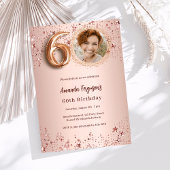 Invitation 60e anniversaire rose étoiles photo en or