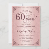 Invitation 60e anniversaire - Rose Gold Damask (Devant)