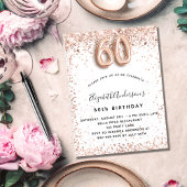 Invitation 60e anniversaire rose or blanc éclat