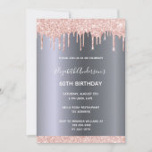 Invitation 60e anniversaire rose or parties scintillant goutt (Devant)