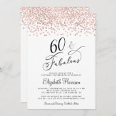 Invitation 60e anniversaire Rose Parties scintillant d'or (Devant / Derrière)