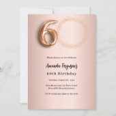 Invitation 60e anniversaire rose photo d'or (Devant)
