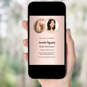 Invitation 60e anniversaire rose photo d'or