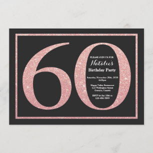 Invitation 60e anniversaire Rose Pink Gold Parties scintillan