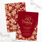 Invitation 60e anniversaire Roses d'or rouge