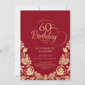 Invitation 60e anniversaire Roses d'or rouge (Devant)