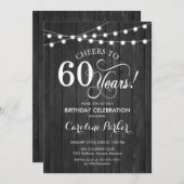 Invitation 60e anniversaire - Rustic Grey Motif (Devant / Derrière)
