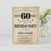 Invitation 60e anniversaire Rustic Vintage Retro (Debout devant)
